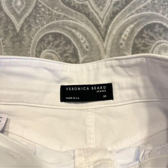 VERONICA BEARD Shorts JAYLEN White Denim Jean Women Pleated High Rise - Picture 7 of 9